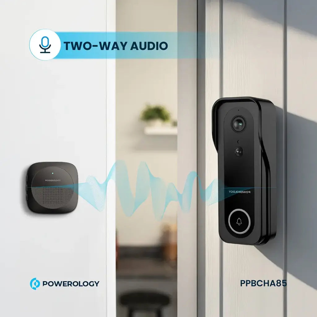 Powerology Smart Doorbell Camera with Chime - Black | IT Care Kuwait