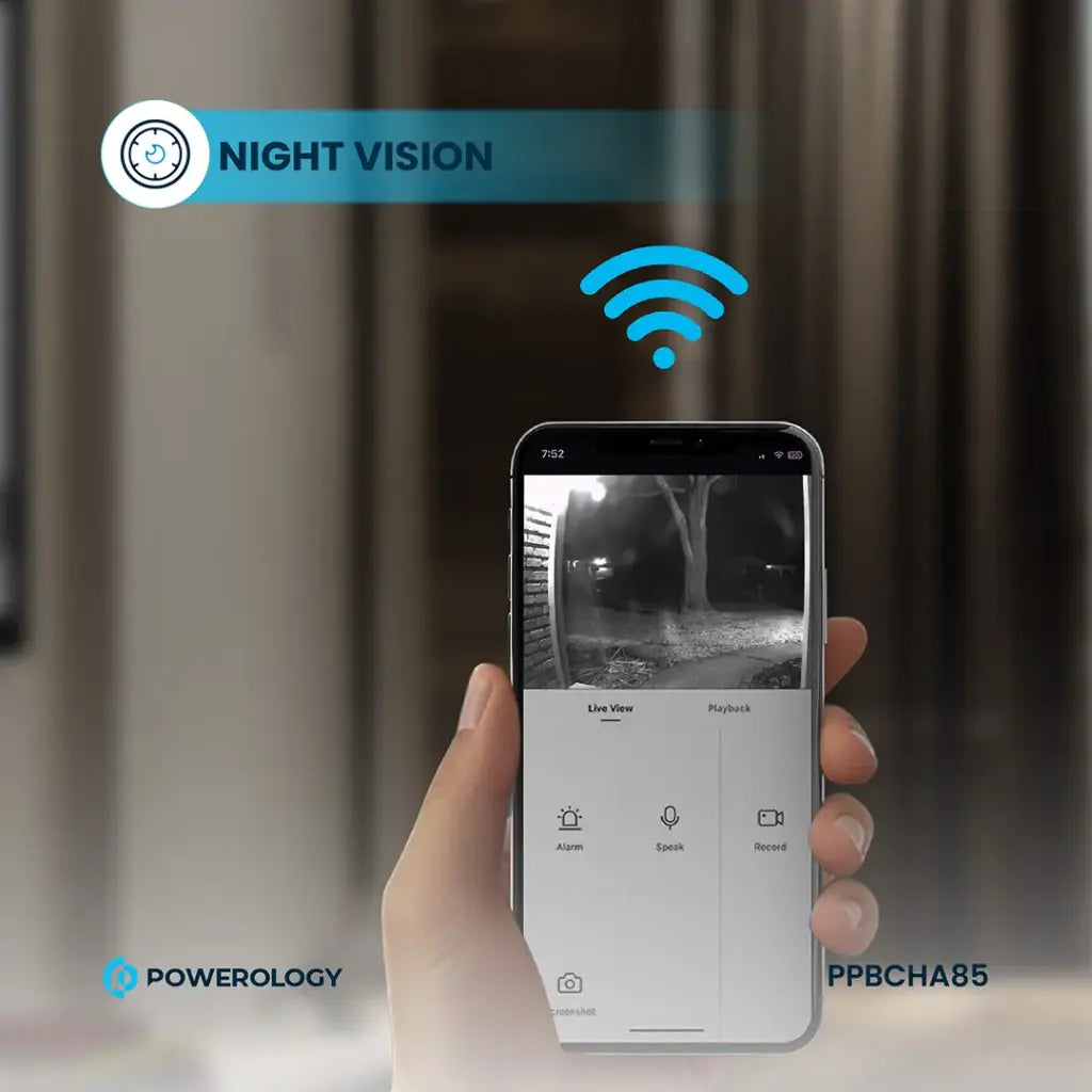 Powerology Smart Doorbell Camera with Chime - Black | IT Care Kuwait