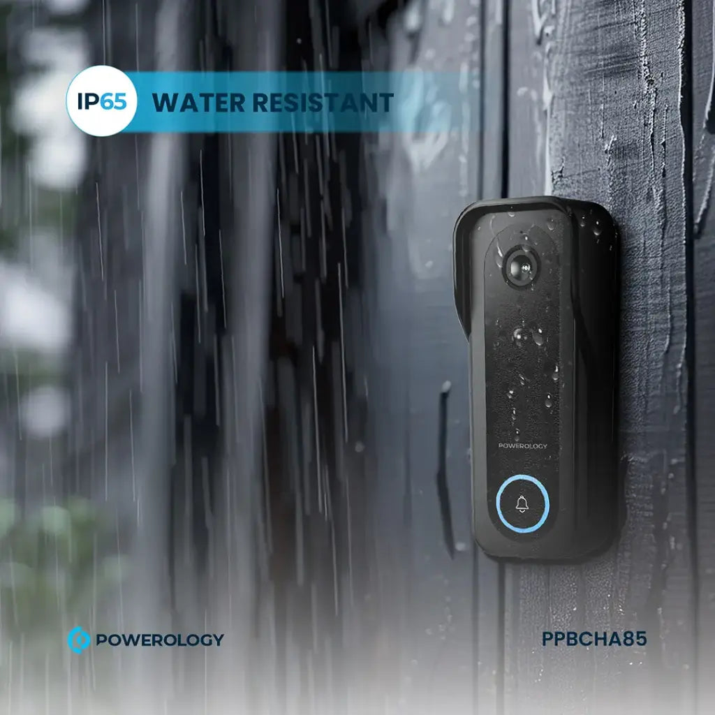Powerology Smart Doorbell Camera with Chime - Black | IT Care Kuwait