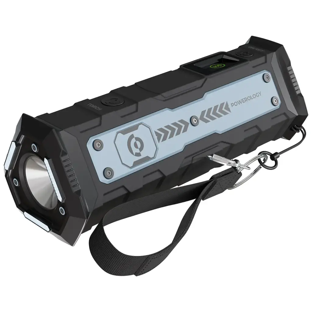 Powerology TorchPower 20000mAh Power Bank with Built-In Flashlight - Black | IT Care Kuwait