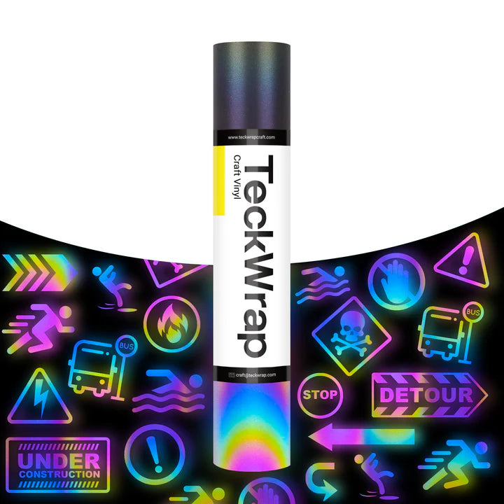 TeckWrap Reflective Adhesive Vinyl – Rainbow Black/ 30.5 cm × 5 ft