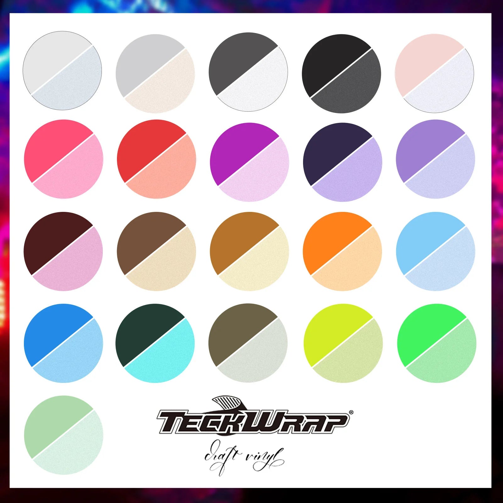 TeckWrap Reflective Rainbow Heat Transfer Vinyl Sheets Pack – 30.5cm x 30.5cm/ 11 Sheets