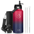 Buzio Duet Series Stainless Steel Water Bottle with 2 Lids and Sleeve 1.2L - Ruby Red Navy | IT Care Kuwait