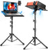 Projector Stand Tripod with Laptop Cooling Pad with 2 Fans, Portable Laptop Stand Adjustable Height 25-52inch, Outdoor Projector Tripod Stand with Large Tray