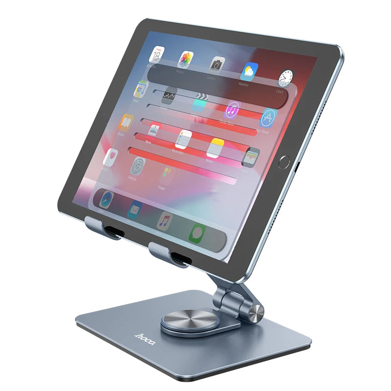 HOCO PH52 Aluminum Alloy Foldable 360° Rotatable Tablet Desktop Holder – Metal Gray