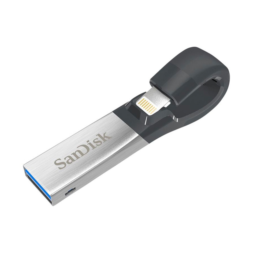 محرك أقراص فلاش SanDisk iXpand - سعة 16 جيجابايت/ 70 ميجابايت/ثانية/ Lightning/ USB 3.0/ فضي وأسود 