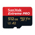 بطاقة Sandisk Extreme PRO microSDXC UHS-I مع محول - 512 جيجابايت / حتى 200 ميجابايت/ثانية