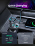 UGREEN CD229 Bluetooth 5.0 FM Car Charger 3-Port with PD, QC 3.0, USB Flash Drive and TF Card Support - Black