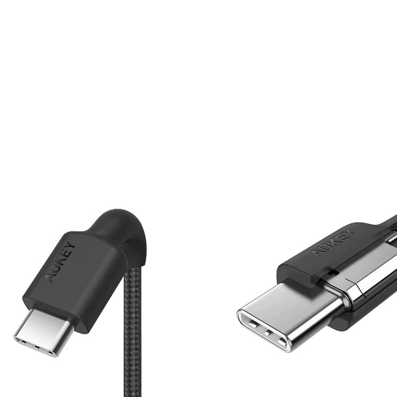 كابل أوكي من النايلون المضفر USB-C إلى USB-C (0.9 متر) – أسود
