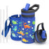 Buzio Kids Water Bottle with Straw Lid and Sleeve 500ml - Dinosaur