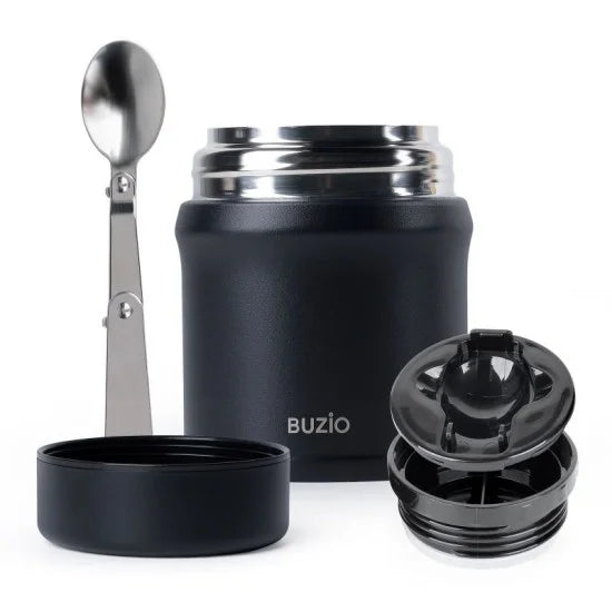 Buzio Kids Stainless Steel Food Container 350ml - Black | IT Care Kuwait