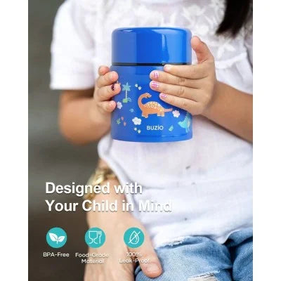 Buzio Kids Stainless Steel Food Container 350ml - Dinosaur | IT Care Kuwait