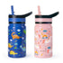 Buzio Kids Water Bottle with Straw Lid 2 Pack 500ml - Unicorn and Dinosaur