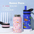 Buzio Kids Water Bottle with Straw Lid 2 Pack 500ml - Unicorn and Dinosaur