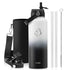 Buzio Duet Series Stainless Steel Water Bottle with 2 Lids and Sleeve 1.2L - Black White | IT Care Kuwait