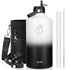 Buzio Duet Series Stainless Steel Gallon Water Bottle with 2 Lids and Sleeve 3.8L - Black White | IT Care Kuwait