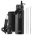 Buzio Duet Series Water Bottle with 2 Lids and Sleeve 650ML - Black