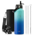Buzio Duet Series Stainless Steel Water Bottle with 2 Lids and Sleeve 1.2L - Caribbean Blue