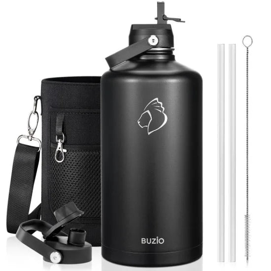 Buzio Duet Series Gallon Bottle with 2 Lids and Sleeve 3.8L - Black | IT Care Kuwait