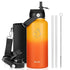 Buzio Duet Series Stainless Steel Water Bottle with 2 Lids and Sleeve 1.2L - Yellow Orange