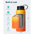 Buzio Duet Series Stainless Steel Water Bottle with 2 Lids and Sleeve 1.2L - Yellow Orange