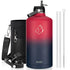 Buzio Duet Series Stainless Steel Gallon Water Bottle with 2 Lids and Sleeve 3.8L - Ruby Red Navy | IT Care Kuwait