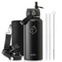 Buzio Duet Series Stainless Steel Water Bottle with 2 Lids and Sleeve 1.2L - Black | IT Care Kuwait