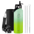 Buzio Duet Series Stainless Steel Water Bottle with 2 Lids and Sleeve 1.2L - Gradient Green | IT Care Kuwait