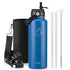 Buzio Duet Series Stainless Steel Water Bottle with 2 Lids and Sleeve 1.2L - Blue