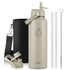 Buzio Duet Series Stainless Steel Water Bottle with 2 Lids and Sleeve 1.2L - Beige | IT Care Kuwait