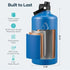 Buzio Duet Series Stainless Steel Gallon Water Bottle with 2 Lids and Sleeve 3.8L - Blue