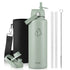 Buzio Duet Series Stainless Steel Water Bottle with 2 Lids and Sleeve 1.2L - Green | IT Care Kuwait