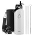 Buzio Duet Series Stainless Steel Water Bottle with 2 Lids and Sleeve 1.2L - White
