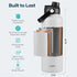 Buzio Duet Series Stainless Steel Water Bottle with 2 Lids and Sleeve 1.2L - White