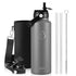Buzio Duet Series Stainless Steel Water Bottle with 2 Lids and Sleeve 1.2L - Grey