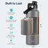 Buzio Duet Series Stainless Steel Water Bottle with 2 Lids and Sleeve 1.2L - Grey