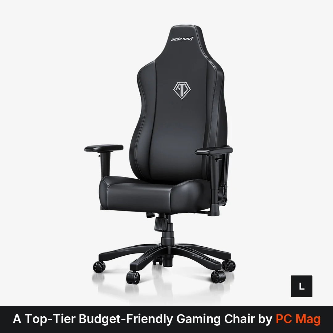 AndaSeat Novis Large Ergonomic Gaming Chair – PVC Leather & Linen Upholstery, Reclining (Black, AD23 - L - 01 - B - PV)IT CareGaming Chair
