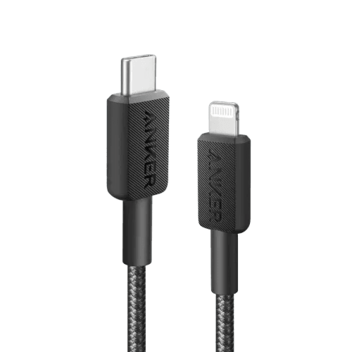 Anker 322 USB-C to Lightning Cable (6ft Braided) Black | IT Care Kuwait
