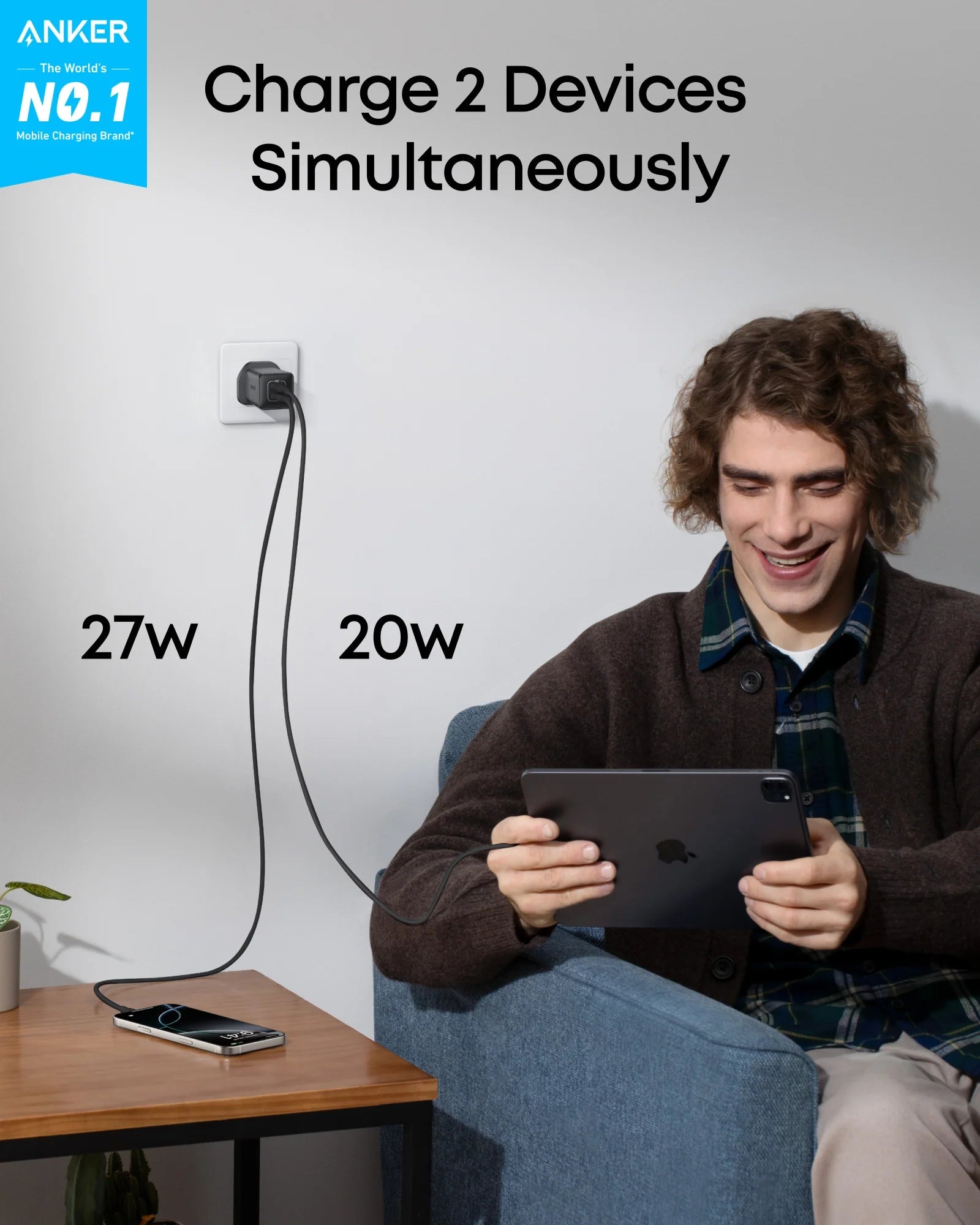 Anker 523 Nano 3 Dual USB - C Wall Charger 47W with ActiveShield 2.0 – BlackIT CarePower Adapters