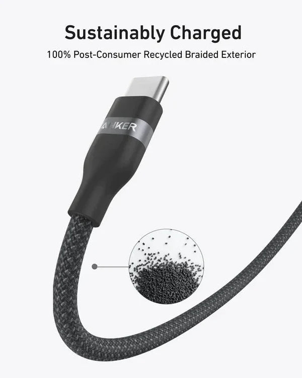 Anker USB - C to USB - C Cable (6 ft, 240W, Upcycled - Braided) BlackIT CareCables & Converters