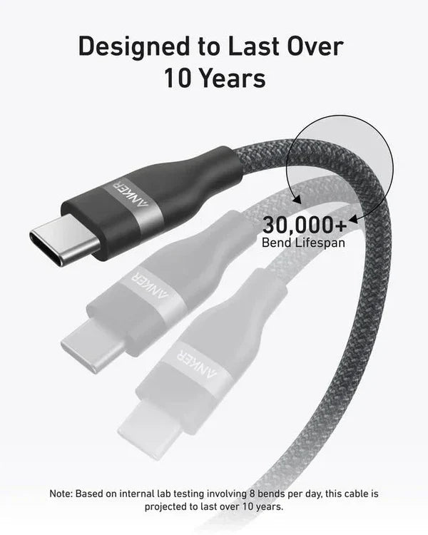 Anker USB - C to USB - C Cable (6 ft, 240W, Upcycled - Braided) BlackIT CareCables & Converters