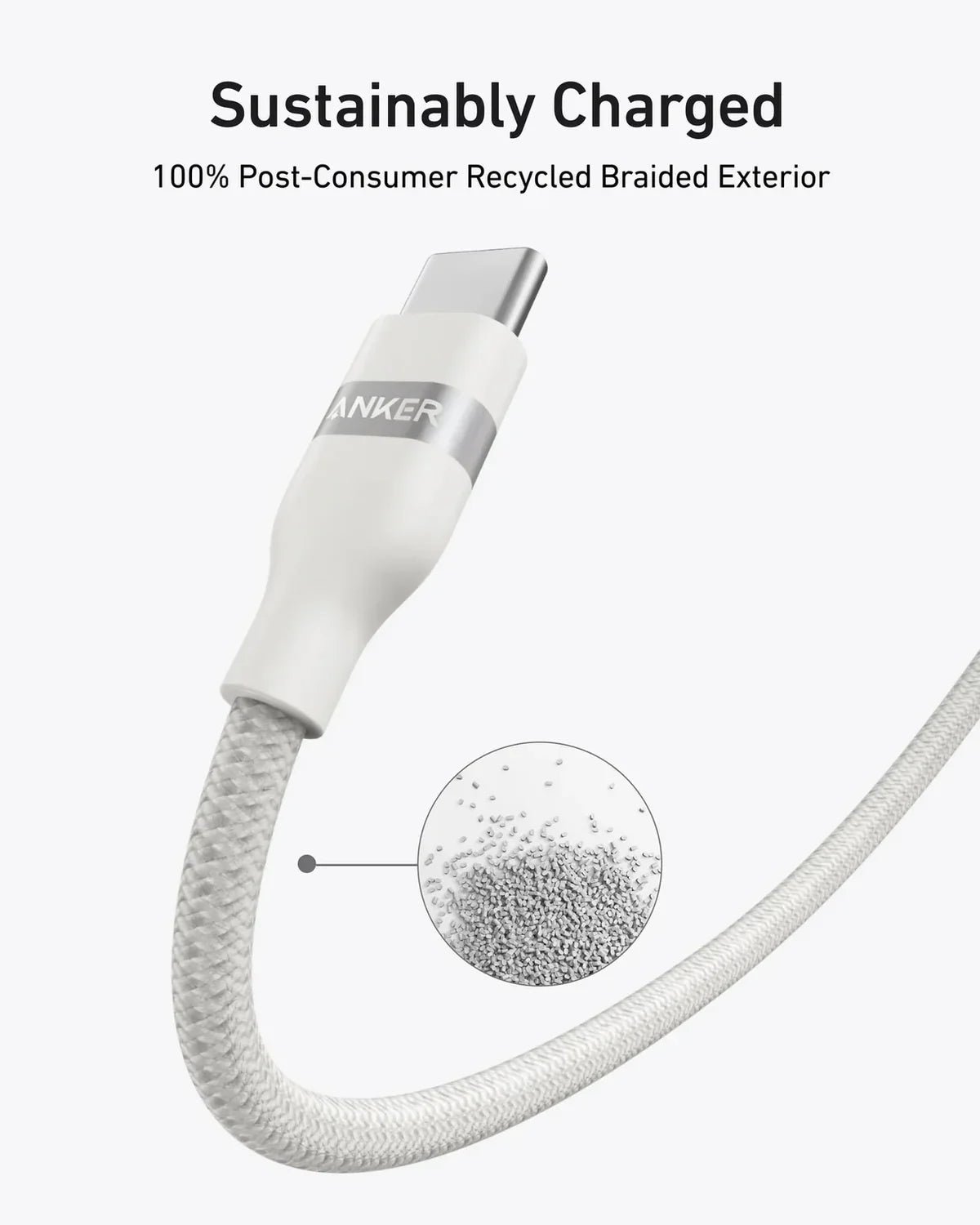 Anker USB - C to USB - C Cable (6 ft, 240W, Upcycled - Braided)WhiteIT CareCables & Converters