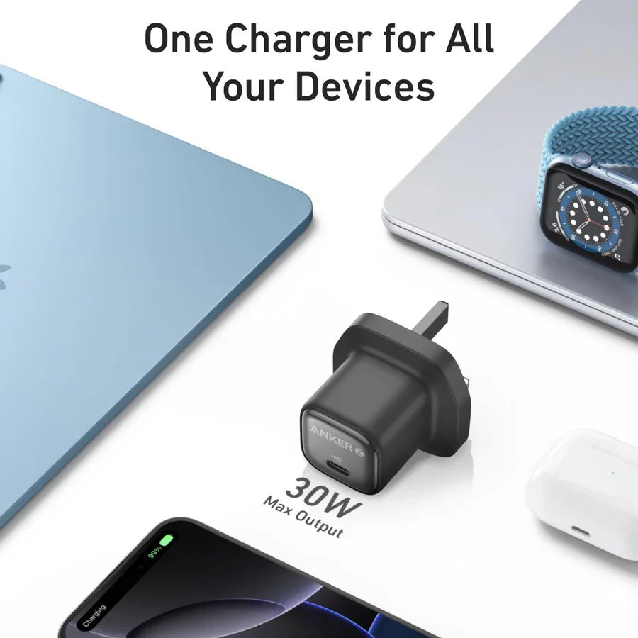 Anker Zolo 30W USB - C Wall Charger with USB - C to USB - C Cable – PD 3.0 GaN II Fast Charging, BlackIT CarePower Adapters