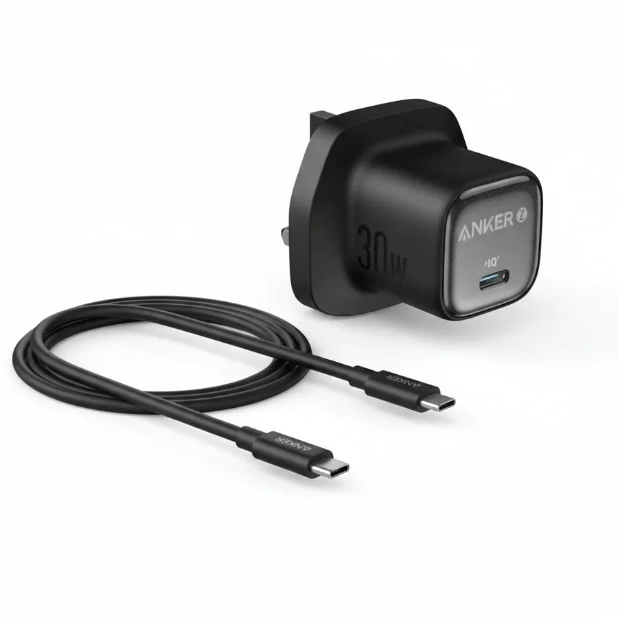 Anker Zolo 30W USB-C Wall Charger with USB-C to USB-C Cable – PD 3.0 GaN II Fast Charging, Black | IT Care Kuwait