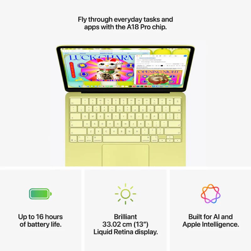 Apple MacBook Neo - 13.0" / A18 Pro / 6 - Core CPU / 5 - Core GPU / 16 - Core Neural Engine / 8GB RAM / 512GB SSD / Arabic Keyboard Without Touch ID / Citrus / 1YWIT CareApple Macbook Neo