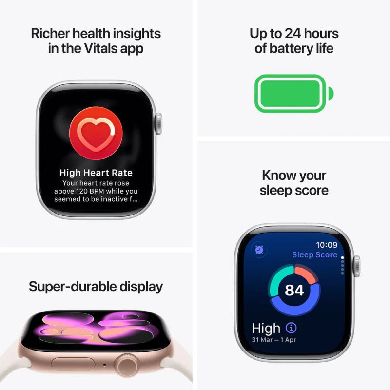 Apple Watch Series 11 - LTPO OLED / 64GB / 42mm / Bluetooth / Wi - Fi / Medium/Large / Space Grey Aluminum Case With Black Sport BandIT CareApple Watches