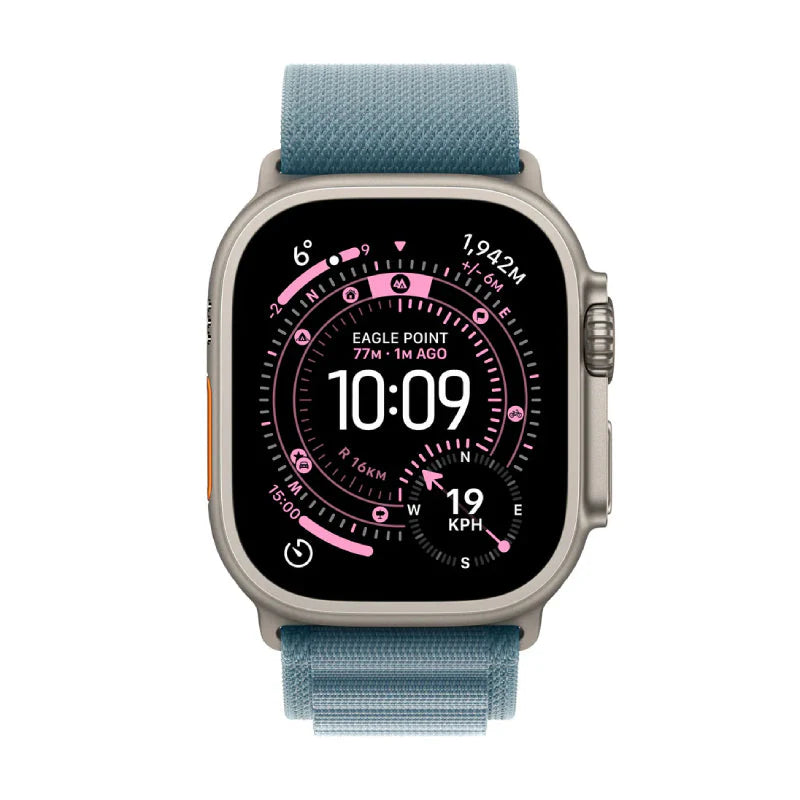 Apple Watch Ultra 3 - LTPO OLED / 64GB / 49mm / Bluetooth / Wi-Fi / Cellular / Medium / Natural Titanium Case with Light Blue Alpine Loop