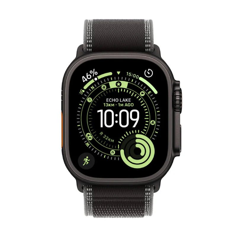 Apple Watch Ultra 3 - LTPO OLED / 64GB / 49mm / Bluetooth / Wi - Fi / Cellular / Medium/Large / Black Titanium Case with Black/Charcoal Trail LoopIT CareApple Watches
