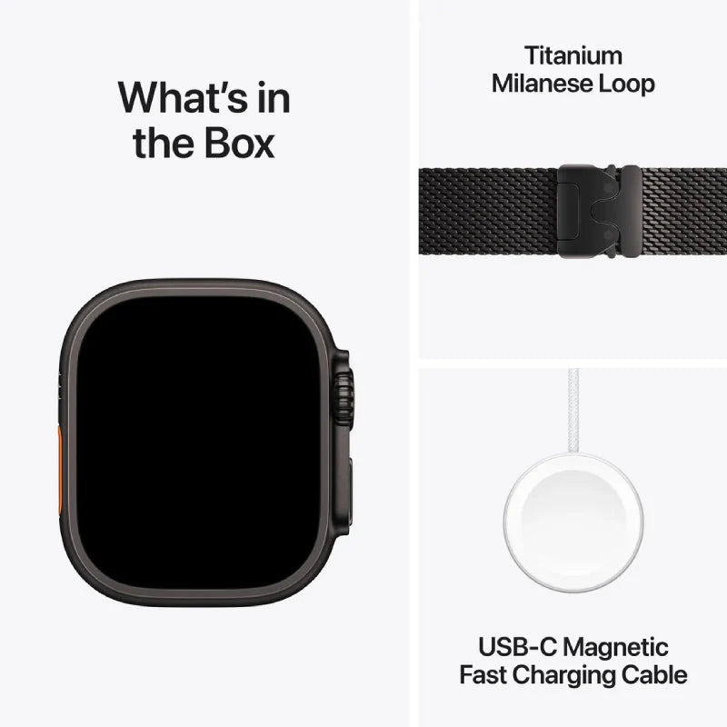 Apple Watch Ultra 3 - LTPO OLED / 64GB / 49mm / Bluetooth / Wi - Fi / Cellular / Small / Black Titanium Case with Black Milanese LoopIT CareApple Watches