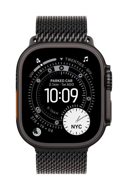 Apple Watch Ultra 3 - LTPO OLED / 64GB / 49mm / Bluetooth / Wi - Fi / Cellular / Small / Black Titanium Case with Black Milanese LoopIT CareApple Watches